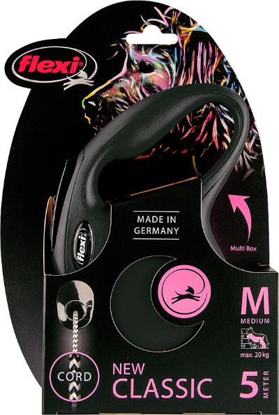 FLEXI ROLLIJN NEW CLASSIC KOORD ZWART M/5 METER TOT 20KG