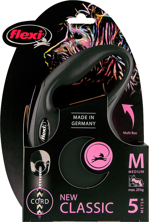 FLEXI ROLLIJN NEW CLASSIC KOORD ZWART M/5 METER TOT 20KG