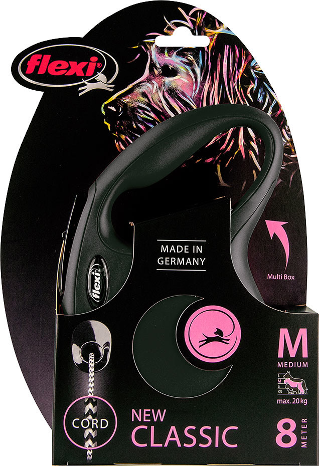 FLEXI ROLLIJN NEW CLASSIC KOORD ZWART M/8 METER TOT 20KG
