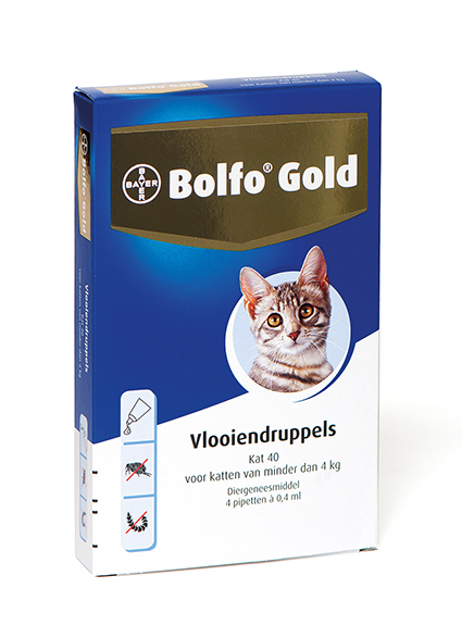 BOLFO GOLD VLOOIENDRUPPELS KAT - TOT 4 KG - 40 MG 4 PIPETTEN