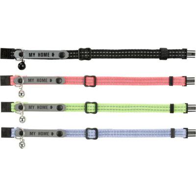KATTENHALSBAND MET ADRESLABEL, REFLECTEREND, NYLON MULTI-COL
