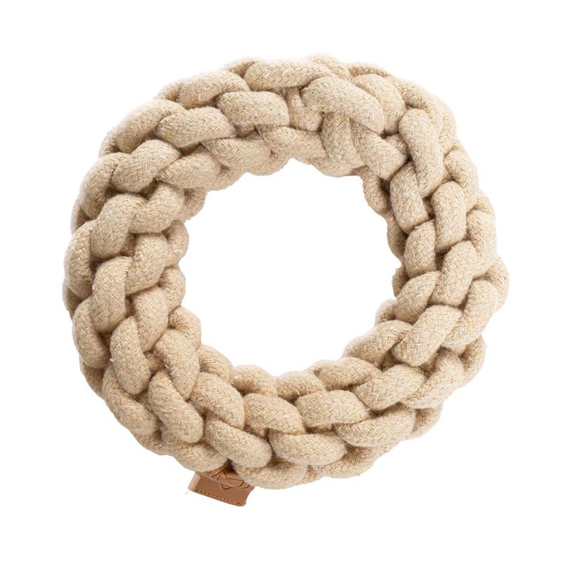 BEN GEVLOCHTEN RING L-19X19X5CM SAND