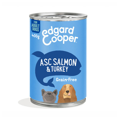 E&C BLIK HOND ZALM/KALKOEN 400 GR