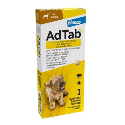 ADTAB KAUWTABLET HOND (1,3-2,5 KG) 3 TAB XS