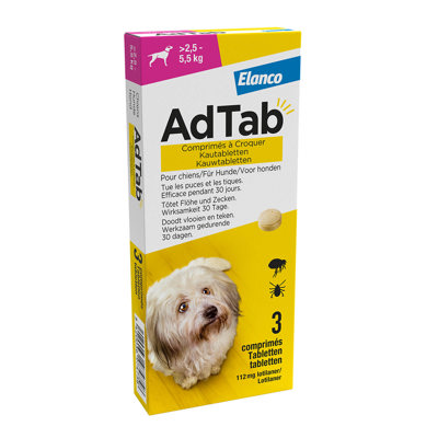 ADTAB KAUWTABLET HOND (2,5-5,5 KG) 3 TAB