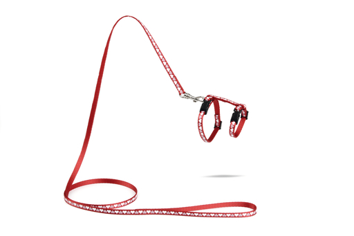 Bz Nylon Kittentuig Hearts Rood 120X10