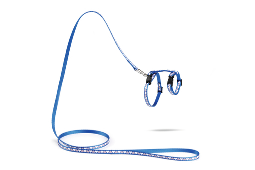 Bz Nylon Kittentuig Hearts Blauw 120X10