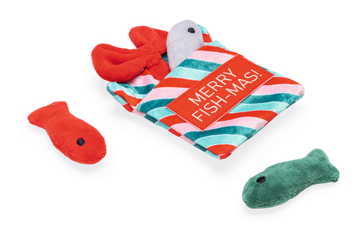 BZ KSP KERST CADEAU MET VISJES 15CM