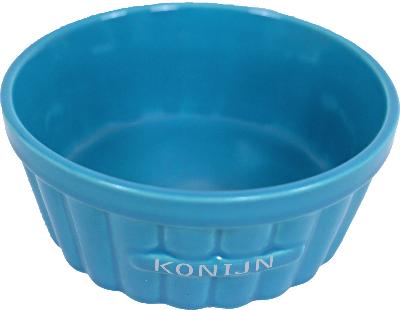 EETBAK STEEN RIBBEL KONIJN BLAUW 12 CM
