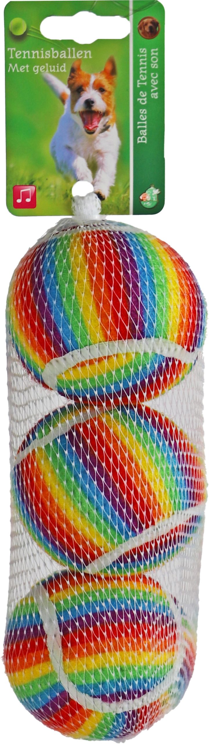 BOON HONDEN SPEELGOED TENNISBAL RAINBOW M NET A 3STUKS