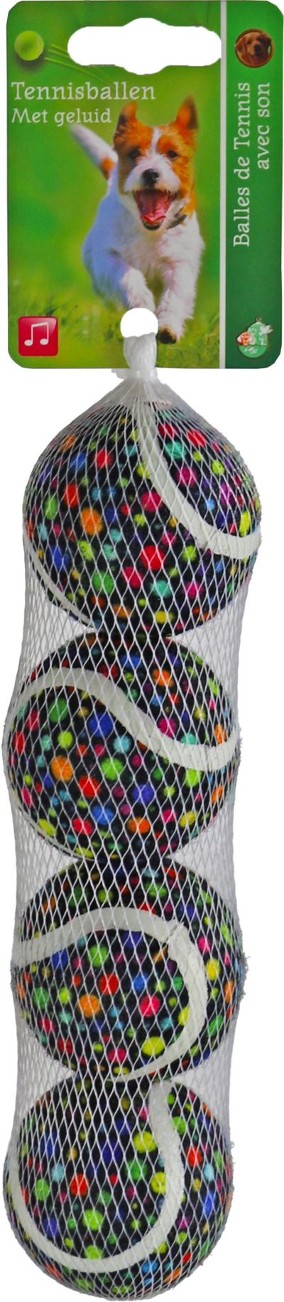 BOON HOND SPEELG. TENNISBAL RAINBOW STIP S A 4 STUKS