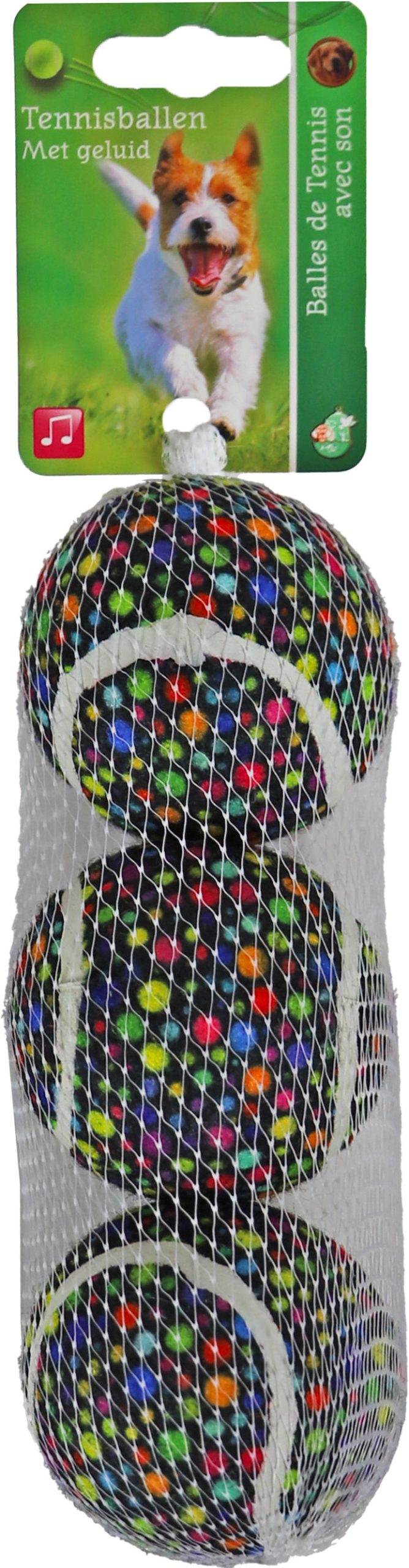 BOON HOND SPEELG. TENNISBAL RAINBOW STIP M A 3 STUKS