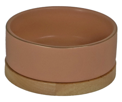 BOON EETBAK KERAMIEK/HOUT ZALM ROZE 13CM