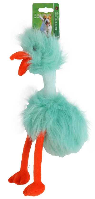 BOON HOND SPEELG. FLUFFY BIRD BLAUW/ORANJE+PIEP 35CM