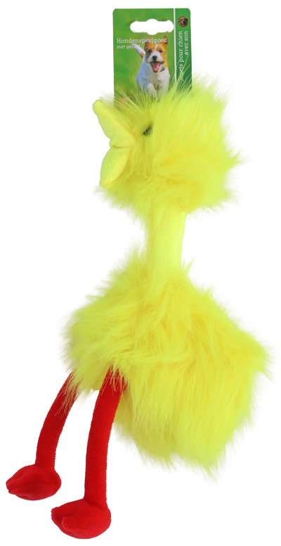 BOON HOND SPEELG. FLUFFY BIRD GEEL/ROOD+PIEP 35CM