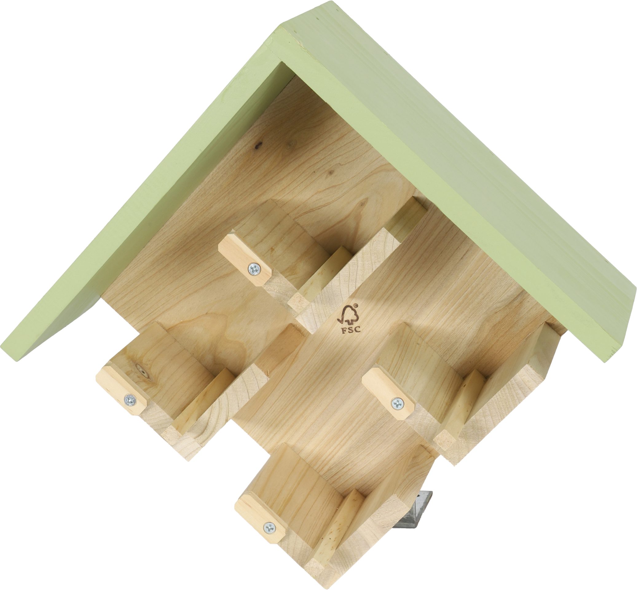 Boon pindakaaspot houder hout 4-pot groen dak 22cm