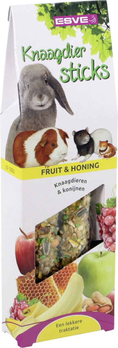 KNAAGDIERSTICKS FRUIT EN HONING 2 ST