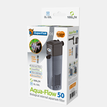 AQUAFLOW 50 DUAL ACTION FILTER 50-100 L/H ZWART 9,5X6X20 CM