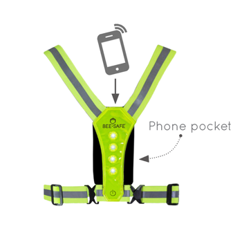 Bee Seen Led Harness Usb - Phone Pocket- Lime